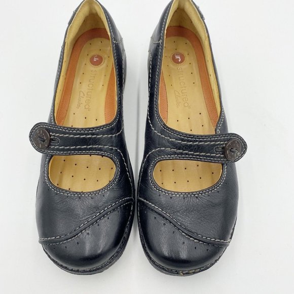Clarks Shoes Clarks Unstructured Womens 85m Black Leather Mary Jane